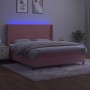 Box spring bed with mattress and LED pink velvet 180x200 cm by vidaXL, Beds and slatted bases - Ref: Foro24-3139462, Price: 6...