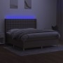 Boxspringbett mit Matratze und LED-Leuchten taupegrauer Stoff 180x200 cm von vidaXL, Betten und Lattenroste - Ref: Foro24-313...