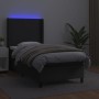 Box spring bed with mattress and LED black synthetic leather 100x200 cm by vidaXL, Beds and slatted bases - Ref: Foro24-31392...