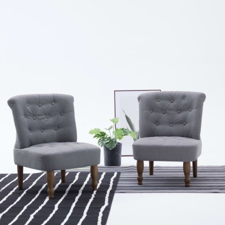 Sillones de estilo francés 2 unidades tela gris claro de vidaXL, Sillones - Ref: Foro24-282131, Precio: 237,24 €, Descuento: %