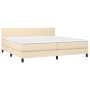 Box spring bed with cream fabric mattress 200x200 cm by vidaXL, Beds and slatted bases - Ref: Foro24-3139926, Price: 619,85 €...