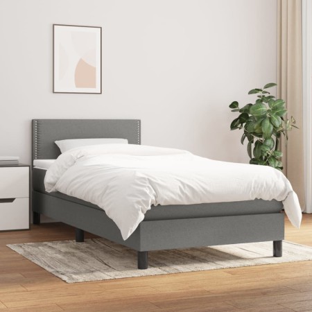 Cama box spring con colchón tela gris oscuro 100x200 cm de vidaXL, Camas y somieres - Ref: Foro24-3139954, Precio: 294,20 €, ...