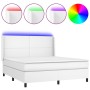 Cama box spring colchón y LED cuero sintético blanco 180x200 cm de vidaXL, Camas y somieres - Ref: Foro24-3139278, Precio: 67...