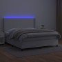 Box spring bed with mattress and LED white synthetic leather 180x200 cm by vidaXL, Beds and slatted bases - Ref: Foro24-31392...