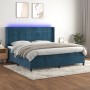 Box spring bed with mattress and LED dark blue velvet 200x200 cm by vidaXL, Beds and slatted bases - Ref: Foro24-3139587, Pri...