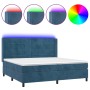 Box spring bed with mattress and LED dark blue velvet 200x200 cm by vidaXL, Beds and slatted bases - Ref: Foro24-3139587, Pri...