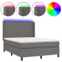 Cama box spring colchón y LED cuero sintético gris 140x190 cm de vidaXL, Camas y somieres - Ref: Foro24-3139263, Precio: 564,...