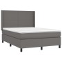 Box spring bed with mattress and LED gray synthetic leather 140x190 cm by vidaXL, Beds and slatted bases - Ref: Foro24-313926...