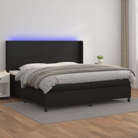 Boxspringbett mit Matratze und LED schwarzem Kunstleder 200x200 cm von vidaXL, Betten und Lattenroste - Ref: Foro24-3139283, ...