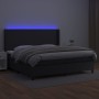 Box spring bed with mattress and LED black synthetic leather 200x200 cm by vidaXL, Beds and slatted bases - Ref: Foro24-31392...