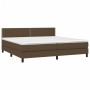 Cama box spring con colchón tela marrón oscuro 200x200 cm de vidaXL, Camas y somieres - Ref: Foro24-3140004, Precio: 577,80 €...