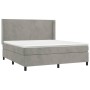 Box spring bed with mattress and LED light gray velvet 160x200 cm by vidaXL, Beds and slatted bases - Ref: Foro24-3139451, Pr...