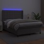 Box spring bed with mattress and LED gray synthetic leather 140x200 cm by vidaXL, Beds and slatted bases - Ref: Foro24-313938...