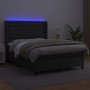 Box spring bed with mattress and LED black synthetic leather 140x190 cm by vidaXL, Beds and slatted bases - Ref: Foro24-31393...