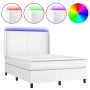 Boxspringbett mit Matratze und LED-weißem Kunstleder 140x200 cm von vidaXL, Betten und Lattenroste - Ref: Foro24-3139266, Pre...