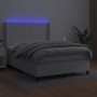 Box spring bed with mattress and LED white synthetic leather 140x200 cm by vidaXL, Beds and slatted bases - Ref: Foro24-31392...