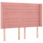 Box spring bed with mattress and LED pink velvet 140x200 cm by vidaXL, Beds and slatted bases - Ref: Foro24-3139630, Price: 5...