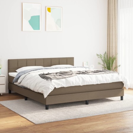 Cama box spring con colchón tela gris taupe 160x200 cm de vidaXL, Camas y somieres - Ref: Foro24-3140069, Precio: 502,97 €, D...