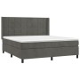 Box spring bed with mattress and LED dark gray velvet 180x200 cm by vidaXL, Beds and slatted bases - Ref: Foro24-3139578, Pri...