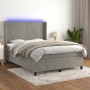 Cama box spring colchón y LED terciopelo gris claro 140x200 cm de vidaXL, Camas y somieres - Ref: Foro24-3139445, Precio: 536...