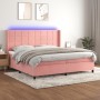 Box spring bed with mattress and LED pink velvet 200x200 cm by vidaXL, Beds and slatted bases - Ref: Foro24-3139588, Price: 6...