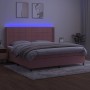 Box spring bed with mattress and LED pink velvet 200x200 cm by vidaXL, Beds and slatted bases - Ref: Foro24-3139588, Price: 6...