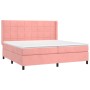 Box spring bed with mattress and LED pink velvet 200x200 cm by vidaXL, Beds and slatted bases - Ref: Foro24-3139588, Price: 6...