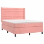 Cama box spring colchón y LED terciopelo rosa 140x190 cm de vidaXL, Camas y somieres - Ref: Foro24-3139624, Precio: 520,80 €,...