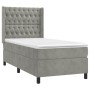 Box spring bed with mattress and LED light gray velvet 80x200 cm by vidaXL, Beds and slatted bases - Ref: Foro24-3139709, Pri...