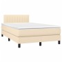 Box spring bed with cream fabric mattress 120x200 cm by vidaXL, Beds and slatted bases - Ref: Foro24-3140206, Price: 384,99 €...