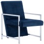 Sillón con patas cromadas de terciopelo azul de vidaXL, Sillones - Ref: Foro24-282160, Precio: 113,72 €, Descuento: %