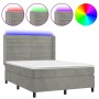 Cama box spring colchón y LED terciopelo gris claro 140x190 cm de vidaXL, Camas y somieres - Ref: Foro24-3139619, Precio: 578...