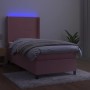 Box spring bed with mattress and LED pink velvet 90x200 cm by vidaXL, Beds and slatted bases - Ref: Foro24-3139426, Price: 37...