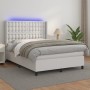 Cama box spring colchón y LED cuero sintético blanco 140x200 cm de vidaXL, Camas y somieres - Ref: Foro24-3139386, Precio: 54...