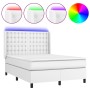 Cama box spring colchón y LED cuero sintético blanco 140x200 cm de vidaXL, Camas y somieres - Ref: Foro24-3139386, Precio: 54...