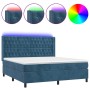 Box spring bed with mattress and LED dark blue velvet 160x200 cm by vidaXL, Beds and slatted bases - Ref: Foro24-3139755, Pri...