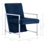 Armchair with chrome legs in blue velvet by vidaXL, Armchairs - Ref: Foro24-282160, Price: 113,99 €, Discount: %