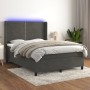 Box spring bed with mattress and LED dark gray velvet 140x190 cm by vidaXL, Beds and slatted bases - Ref: Foro24-3139500, Pri...