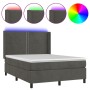 Boxspringbett mit Matratze und dunkelgrauem LED-Samt 140x190 cm von vidaXL, Betten und Lattenroste - Ref: Foro24-3139500, Pre...