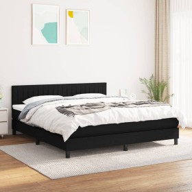 Box spring bed with black fabric mattress 180x200 cm by vidaXL, Beds and slatted bases - Ref: Foro24-3140235, Price: 539,74 €...