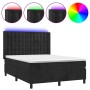 Box spring bed with mattress and LED black velvet 140x190 cm by vidaXL, Beds and slatted bases - Ref: Foro24-3139801, Price: ...