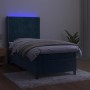 Cama box spring colchón y LED terciopelo azul oscuro 90x190 cm de vidaXL, Camas y somieres - Ref: Foro24-3139659, Precio: 373...