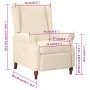 Cream Fabric Recliner by vidaXL, Armchairs - Ref: Foro24-282209, Price: 210,49 €, Discount: %