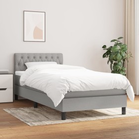 Box spring bed with light gray fabric mattress 90x200 cm by vidaXL, Beds and slatted bases - Ref: Foro24-3140265, Price: 297,...