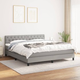 Box spring bed with light gray fabric mattress 160x200 cm by vidaXL, Beds and slatted bases - Ref: Foro24-3140305, Price: 509...