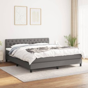 Box spring bed with dark gray fabric mattress 160x200 cm by vidaXL, Beds and slatted bases - Ref: Foro24-3140306, Price: 499,...