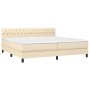 Box spring bed with cream fabric mattress 200x200 cm by vidaXL, Beds and slatted bases - Ref: Foro24-3140326, Price: 623,67 €...