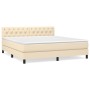 Box spring bed with cream fabric mattress 160x200 cm by vidaXL, Beds and slatted bases - Ref: Foro24-3140310, Price: 531,13 €...