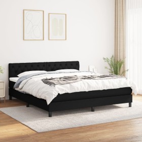 Box spring bed with black fabric mattress 160x200 cm by vidaXL, Beds and slatted bases - Ref: Foro24-3140307, Price: 519,15 €...