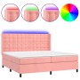 Cama box spring colchón y LED terciopelo rosa 200x200 cm de vidaXL, Camas y somieres - Ref: Foro24-3139828, Precio: 670,86 €,...